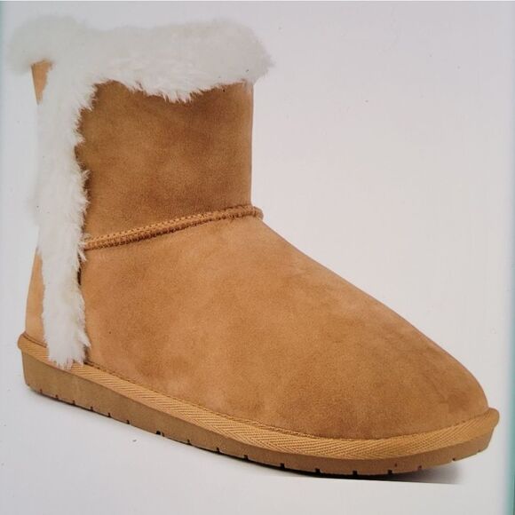 BRAND NEW JUST BE LADIES COG SUEDE ROUND TOE FAUX FUR WOMEN"S BOOTIES - Picture 12 of 15